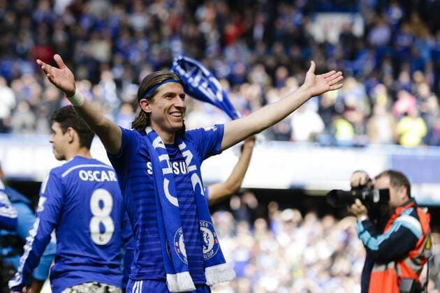 03.05.2015. London, England. Barclays Premier League. Chelsea versus Crystal Palace. Chelsea s Filipe Luis celebrates at the end xCraigxMercerx  ActionPlus11617992