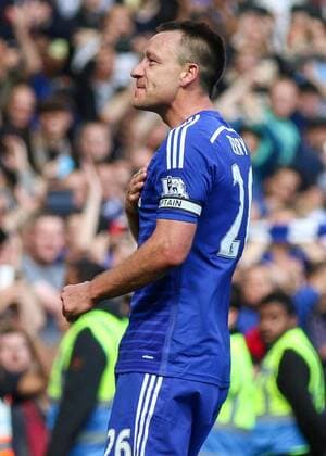 Football - 2014 2015 - Premier League, - Chelsea Vs Crystal Palace, Chelsea s John Terry goes to the fans at the Matthew Harding stand in celebration at Stamford Bridge COLORSPORT DANIEL BEARHAM  CHE_CRY