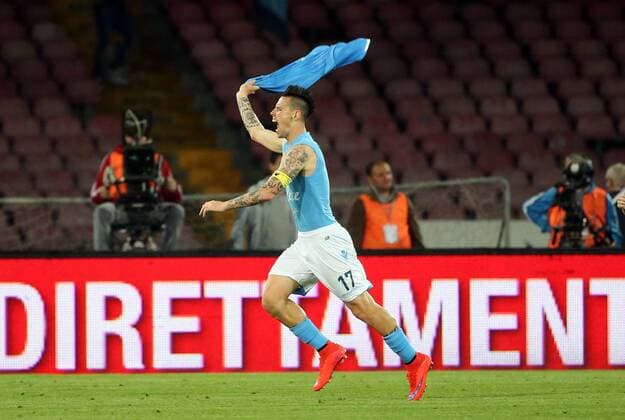 03.05.2015. Naples, Italy. Serie A Football. Napoli versus AC Milan. Hamsik celebrates after his goal for Napoli xPaoloxNuccix  ActionPlus11618183
