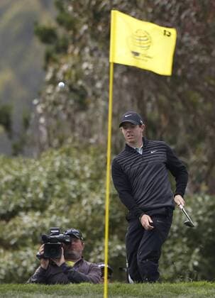 May 3, 2015 - San Francisco, CA, USA - Rory McIlroy s attempt to get back on the green at the 13th hole falls short, but he still went on to win the WGC-Cadillac Match Play golf tournament on Sunday, May 3, 2015, at TPC Harding Park in San Francisco. Match Play golf tournament - ZUMAm67_