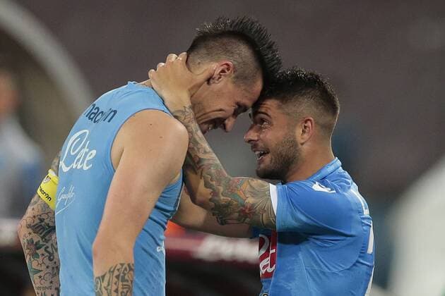 Esultanza di Marek Hamsik Napoli, Lorenzo Insigne Napoli, celebration Napoli 03-05-2015 Stadio San Paolo Football Calcio Serie A Napoli - Milan Foto Cesare Purini Insidefoto cesarexpurini