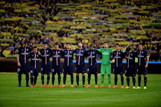 hommage tremblement de Terre Nepal FOOTBALL : Nantes vs Paris SG - Ligue 1 - 03 05 2015 AnthonyBIBARD FEP Panoramic 