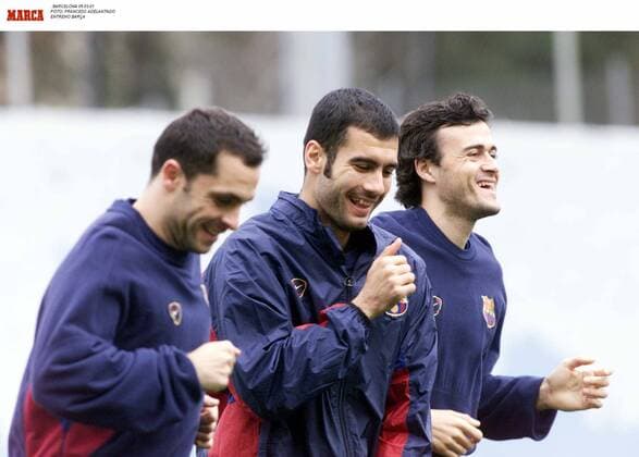 SERGI, PEP GUARDIOLA, LUIS ENRIQUE BROMEANDO xFRANCESCxADELANTADOx 