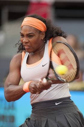May 4, 2015 - Madrid, Madrid, Spain - Serena Williams of USA in action against Sloane Stephens of USA in their second round match during day three of the Mutua Madrid Open tennis tournament at the Caja Magica on May 4, 2015 in Madrid, Spain. Serena Williams during the Madrid Masters Series Tournament  - ZUMAn230