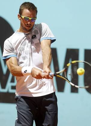 Viktor Troicki during Madrid Open Tennis 2015 match.May, 5, 2015.  (2015050540)