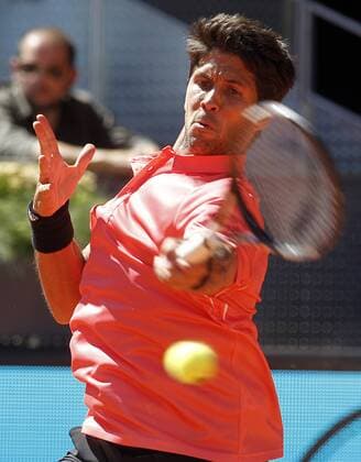 Fernando Verdasco during Madrid Open Tennis 2015 match.May, 5, 2015.  (20150505172)