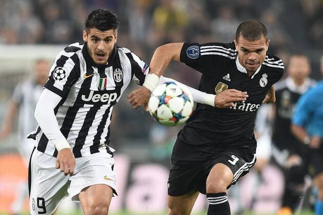 05.05.2015, Turin - UEFA Champions League 2014 2015 - Juventus Turin vs Real Madrid - Alvaro Morata-Pepe 