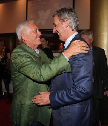 04.05.2015,Svetislav Pesic Filmpremiere in Cinemaxx München.Basketball 04.05.2015,Svetislav Pesic Film Premiere in Cenamaxx München,Sport,im Bild: Herr Bernd Rauch mit Svetislav Pesic