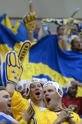 Swedish fans are seen during the Ice hockey Eishockey World Championship WM Weltmeisterschaft Group A match Sweden vs Canada in Prague, Czech Republic, May 6, 2015. (CTKxPhoto MichalxKamaryt) CTKPhotoP201505060954001  kmt 3