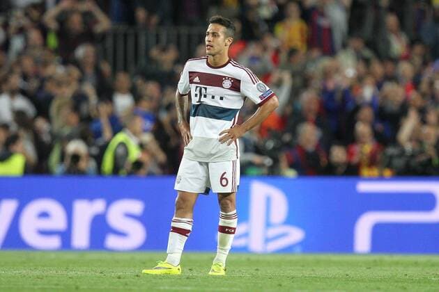 enttaeuschung bei Thiago Alcantara 6 (FC Bayern Muenchen) , FC Barcelona Barca vs. FC Bayern Muenchen, Fussball, Champions League, 06.05.2015 , EP_CKT