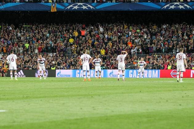 enttaeuschung bei der Mannschaft des FC Bayern nach dem 3:0 , FC Barcelona Barca vs. FC Bayern Muenchen, Fussball, Champions League, 06.05.2015 , EP_CKT