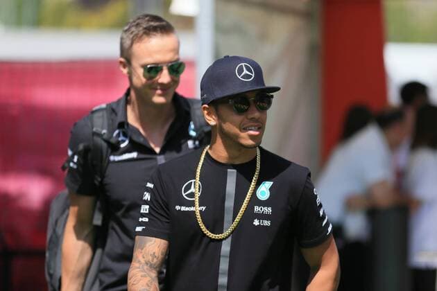 07.05.2015. Circuit de Catalunya Barcelona, Spain. F1 Grand Prix of Spain, driver arrival day. Mercedes AMG Petronas driver Lewis Hamilton enters into the paddock xLeannexBoonx  ActionPlus11618724