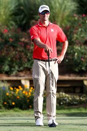 May 7, 2015 - Ponte Vedra Beach, Florida, United States - Adam Scott waits to tee off the 18th hole during the first round of THE PLAYERS Championship. THE PLAYERS Championship - Round 1 - ZUMAw109
