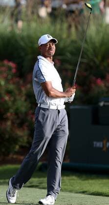 May 7, 2015 - Ponte Vedra Beach, Florida, United States - Tiger Woods tees off the 18th hole during the first round of THE PLAYERS Championship. THE PLAYERS Championship - Round 1 - ZUMAw109