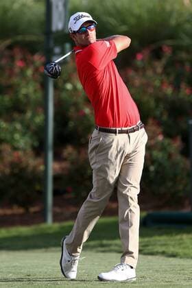 May 7, 2015 - Ponte Vedra Beach, Florida, United States - Adam Scott tees off the 18th hole during the first round of THE PLAYERS Championship. THE PLAYERS Championship - Round 1 - ZUMAw109