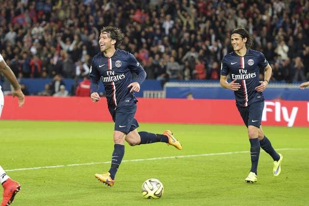 joie de Maxwell (PSG) apres son but FOOTBALL : PSG vs Guingamp - Ligue 1 - 08 05 2015 JBAutissier Panoramic 