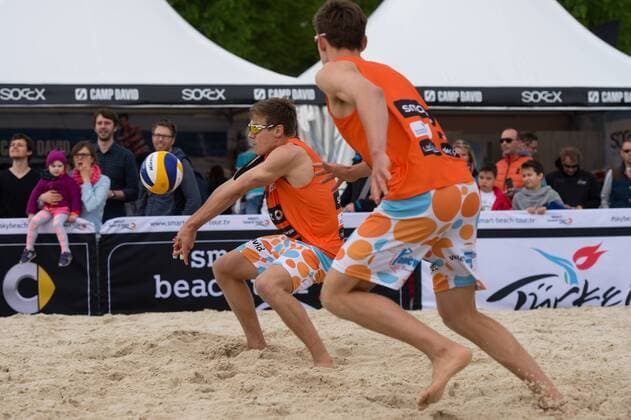 09.05.2015, Muenster, Schlossplatz smart beach tour, Supercup Münster Muenster, Hauptfeld Annahme David Poniewaz