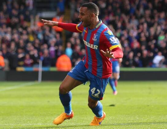 09.05.2015. London, England. Barclays Premier League. Crystal Palace versus Manchester United ManU Jason Puncheon celebrates as he equalises from a free kick for 1-1 xJasonxHearnx  ActionPlus11619465