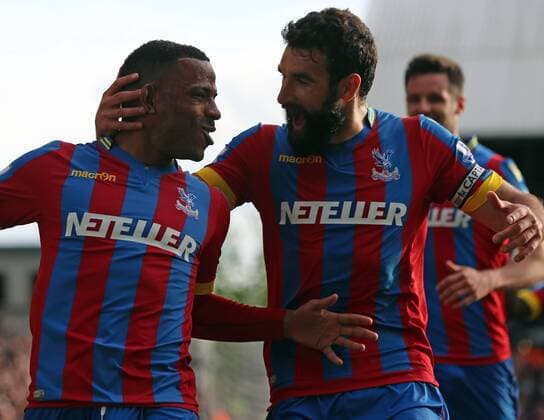 09.05.2015. London, England. Barclays Premier League. Crystal Palace versus Manchester United ManU Jason Puncheon celebrates as he equalises from a free kick for 1-1 xJasonxHearnx  ActionPlus11619470