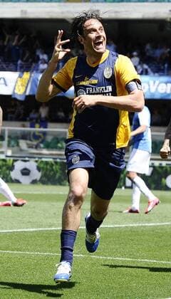 Aktuell Fußball, Italien, AC Chievo Verona - Hellas Verona Serie A Chievo Verona-Hellas Verona Torjubel Luca Toni 