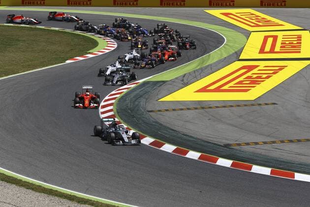 May 10, 2015 - Barcelona, Spain - NICO ROSBERG of Germany and Mercedes AMG Petronas F1 Team leads the start of the 2015 Formula 1 Spanish Grand Prix at Circuit de Catalunya in Barcelona, Spain. F1 2015 - Spanish Grand Prix - Rosberg wins - ZUMAg147