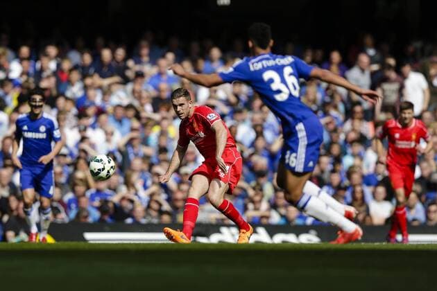 10.05.2015. London, England. Barclays Premier League. Chelsea versus Liverpool. Liverpool& x2019;s Jordan Henderson in action xCraigxMercerx  ActionPlus11619844