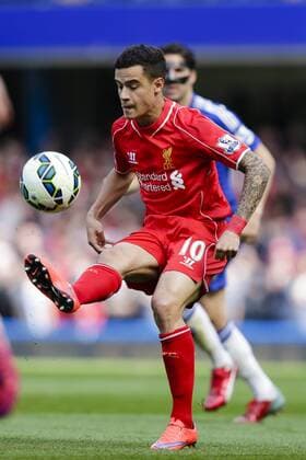 Aktuell FuÃŸball, England, FC Chelsea - FC Liverpool 10.05.2015. London, England. Barclays Premier League. Chelsea versus Liverpool. Liverpool& x2019;s Philippe Coutinho in action xCraigxMercerx  ActionPlus11619868