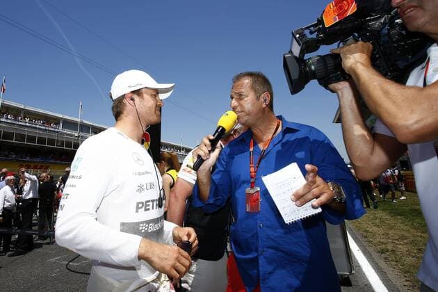 Motorsports: FIA Formula One World Championship WM Weltmeisterschaft 2015, Grand Prix of Spain, 6 Nico Rosberg (GER, Mercedes AMG Petronas Formula One Team), Kai Ebel (GER, RTL) xHOCHxZWEIx