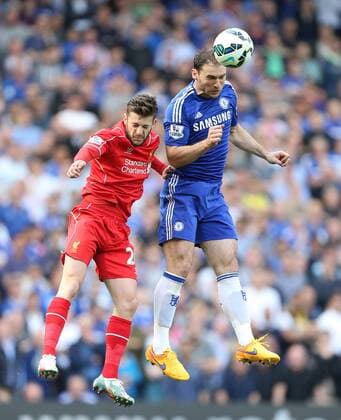 Aktuell Fußball, England, FC Chelsea - FC Liverpool Chelsea s Branislav Ivanovic tussles with Liverpool s Adam Lallana Barclays Premier League - Chelsea vs Liverpool- Stamford Bridge - England - 10th May 2015 - Picture David Klein Sportimage EDITORIAL USE ONLY. No use with unauthorised audio, video, data, fixture lists, club league logos or live services. Online in-match use limited to 120 images, no video emulation. No use in betting, games or single club league player publications.