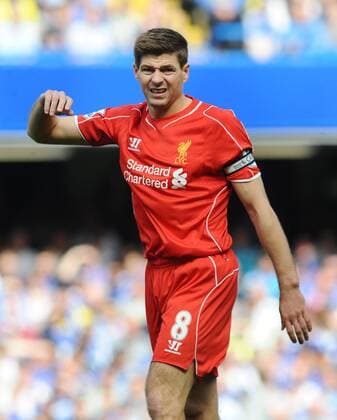 Football - 2014 2015 Premier League - Chelsea vs. Liverpool Steven Gerrard of Liverpool at Stamford Bridge. COLORSPORT ANDREW COWIE 
