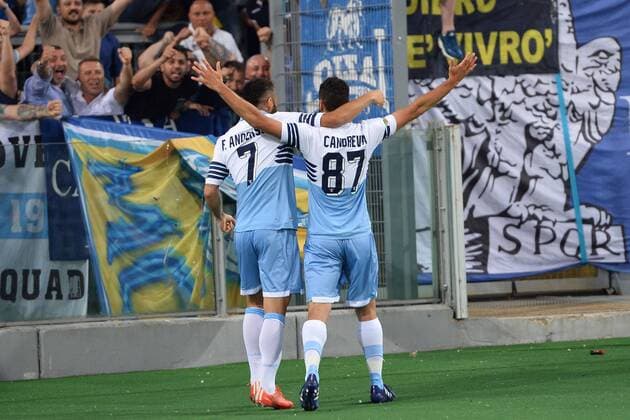 Aktuell Fußball, Italien, Lazio Rom - Inter Mailand Serie A Lazio Rom - Inter Mailand Torjubel Antonio Candreva 