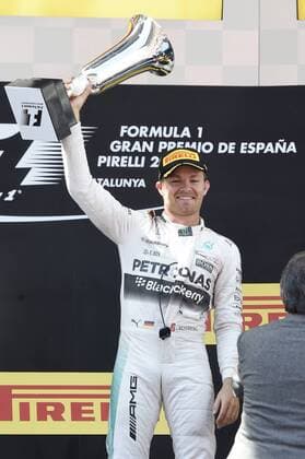 ROSBERG Nico F1 Team F1 Mercedes AMG Sieger GP von Spanien bei der Siegeehrung mit Pokal FIA Motorsport Formel 1 Saison 2015 Grand Prix von Spanien 2015 in Barcelona am 10.Mai 2015 