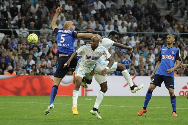 Abdennour (ASM) - Ayew (OM) - Nkoulou (OM) FOOTBALL : Marseille vs Monaco - Ligue 1 - 10 05 2015 FranckPennant Panoramic 