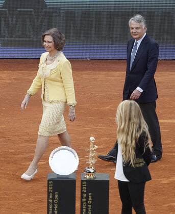 Queen Sofia of Spain and the Mutua Madrilena s President Ignacio Garralda during Madrid Open Tennis 2015 Final match.May, 10, 2015.  (20150510208)