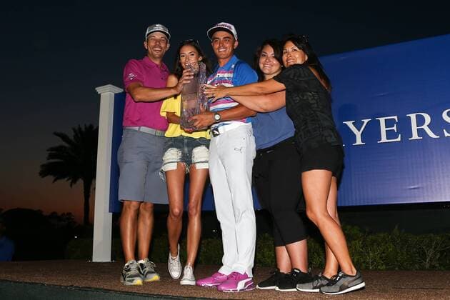May 10, 2015 - Ponte Vedra Beach, Florida, United States - (L-R) Joe Skovron, Alexis Randock, Rickie Fowler, Taylor Fowler and Lynn Fowler pose with the trophy after the final round of THE PLAYERS Championship. THE PLAYERS Championship - Final Round - ZUMAw109