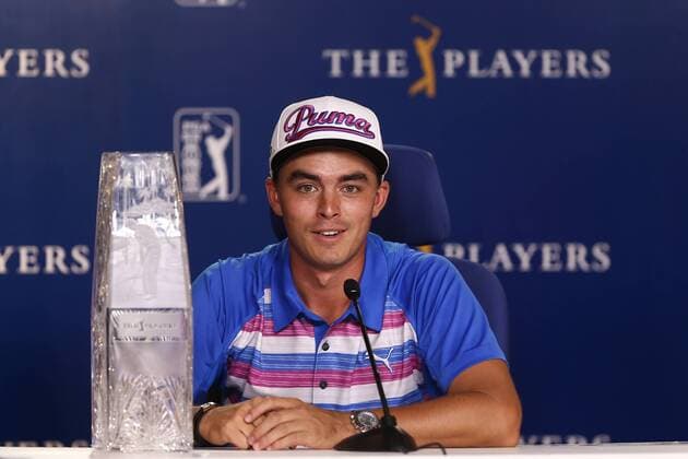 May 10, 2015 - Ponte Vedra Beach, Florida, United States - Rickie Fowler speaks to the media after winning the final round of THE PLAYERS Championship. THE PLAYERS Championship - Final Round - ZUMAw109