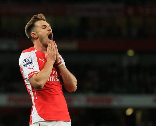 Aktuell Fußball, England, Premier League, FC Arsenal - Swansea City Arsenal s Aaron Ramsey looks on dejected after a missed chance Barclays Premier League - Arsenal vs Swansea City - Emirates Stadium - England - 11th May 2015 - Picture David Klein Sportimage EDITORIAL USE ONLY. No use with unauthorised audio, video, data, fixture lists, club league logos or live services. Online in-match use limited to 120 images, no video emulation. No use in betting, games or single club league player publications.