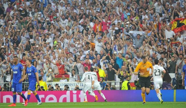 13.05.2015, Fussball UEFA Champions League 1 2 Finale, Real Madrid - Juventus Turin, v.l. Sergio Ramos (Real Madrid) - Cristiano Ronaldo (Real Madrid) - Celebration