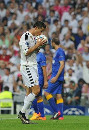 Real Madrid Forward, Cristiano Ronaldo dos Santos - RONALDO, number 7 . Round semifinal of the CHAMPIONS league Basketball match between Real Madrid - Juventus at the Santiago Bernabeu estadium Madrid - Spain by May 13 2015. 