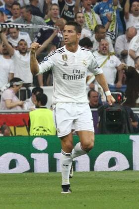 May 13, 2015 - Madrid, Spain - Real Madrid forward Cristiano Ronaldo (7) celebrates after scoring his goal during the Uefa Champions League semi finals football match REAL MADRID - JUVENTUS on 13 05 15 at the Estadio Santiago Bernabeu in Madrid, Spain. Copyright 2015 Matteo Bottanelli UEFA Champions League 2014 15: REAL MADRID vs JUVENTUS  - ZUMAn230