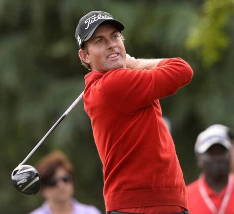 Aktuell Golf - Wells Fargo Championship in Charlotte May 14, 2015 - Charlotte, NC, USA - Webb Simpson watches his drive from the 11th tee box during first round action of the Wells Fargo Championship on Thursday, May 14, 2015 at Quail Hollow Club in Charlotte, N.C. Wells Fargo Championship - ZUMAm67_