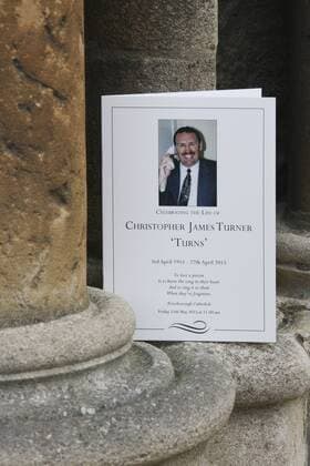 . 15 05 2015. Peterborough, United Kingdom. Chris Turners Funeral. the Peterborough Cathedral.  xTerryxHarrisx xixImagesx IIM-10309-0028