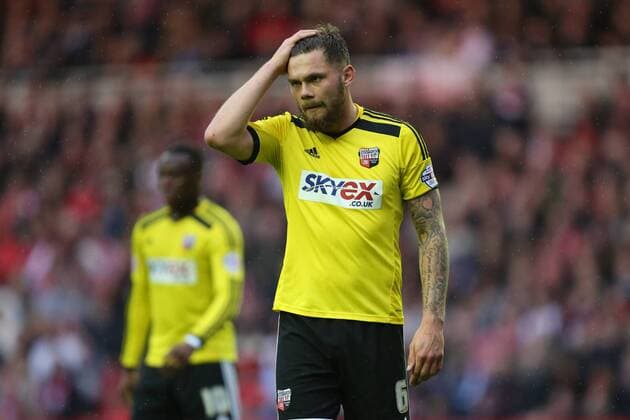 Harlee Dean of Brentford looks dejected - Middlesbrough vs. Brentford - Skybet Championship - Play Off Second Leg - Riverside Stadium - Middlesbrough - 15 05 2015 Pic Philip Oldham Sportimage EDITORIAL USE ONLY. No use with unauthorised audio, video, data, fixture lists, club league logos or live services. Online in-match use limited to 120 images, no video emulation. No use in betting, games or single club league player publications.