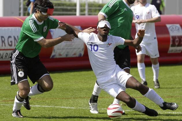Aktuell Blindenfußball, Länderspiel, Frankreich - Deutschland Yvan Wouandji Blindenfußball Frankreich - Deutschland - 15 05 2015 Panoramicx 