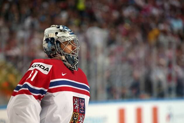 Ice hockey Eishockey - IIHF Ice Hockey WC 2015 PRAGUE,CZECH REPUBLIC,16.MAY.15 - ICE HOCKEY - IIHF World Ice Hockey Championships, international match Länderspiel semifinal, Canada vs Czech Republic. Image shows Ondrej Pavelec (CZE). GEPAxpictures xAndreasxPranter 