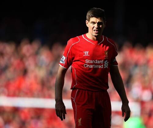 Steven Gerrard of Liverpool in the setting sun - Barclays Premier League - Liverpool vs Crystal Palace - Anfield Stadium - Liverpool - England - 16th May 2015 - Picture Simon Bellis Sportimage EDITORIAL USE ONLY. No use with unauthorised audio, video, data, fixture lists, club league logos or live services. Online in-match use limited to 120 images, no video emulation. No use in betting, games or single club league player publications.