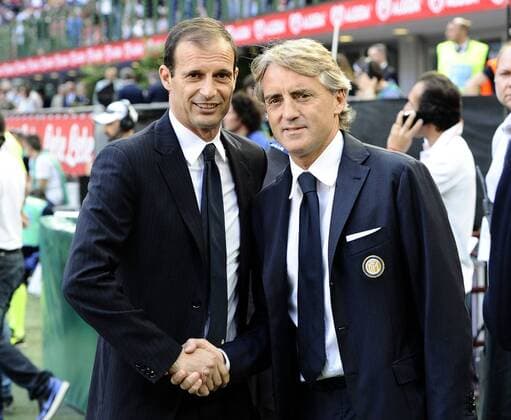 Aktuell Fußball, Italien, Serie A, Inter Mailand - Juventus Turin Serie A Inter Mailand - Juventus Turin Massimiliano Allegri-Roberto Mancini 