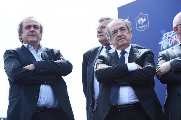 Aktuell Fußball, EM 2016, Auftakt der Tour des französischen Fußballverbandes Michel Platini - President UEFA - Noel LeGraet - president de la FFF Federation Francaise de Football FOOTBALL : Lancement du FFF Tour - Euro 2016 - EM Tour Nationalteam FRA - Joeuf - 16 05 2015 Moax 