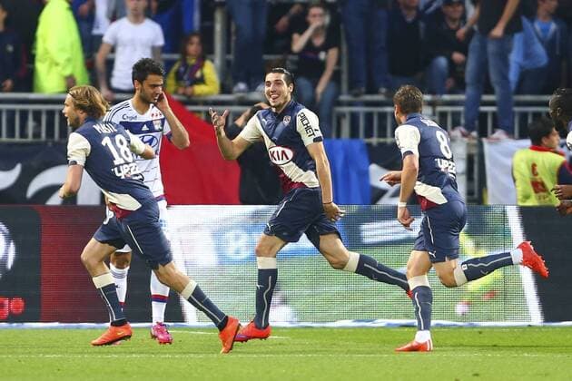 Aktuell Fußball, Frankreich, Ligue 1, Olympique Lyon - Girondins Bordeaux joie de Enzo CRIVELLI et equipe (Bordeaux) FOOTBALL : Olympique Lyon vs Girondins Bordeaux - Ligue 1 - 16 05 2015 - GwendolineLeGoffx 