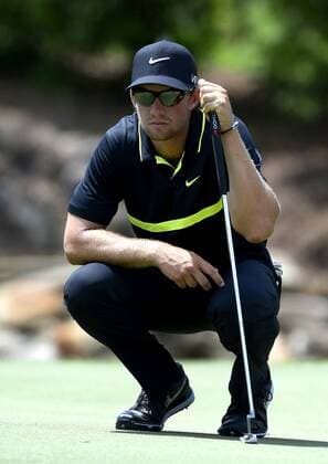 May 16, 2015 - Charlotte, NC, USA - Patrick Rodgers looks at his line on the seventh green during the third round of the Wells Fargo Championship on Saturday, May 16, 2015, at Quail Hollow Club in Charlotte, N.C. Wells Fargo Championship - ZUMAm67_